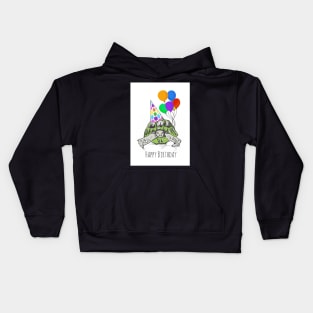 Happy Birthday Tortoise in Party Hat Kids Hoodie